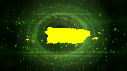 Puerto Rico Map on Digital Technology Background
