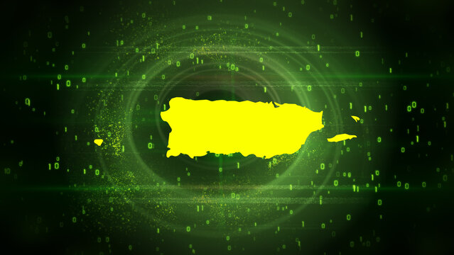 Puerto Rico Map on Digital Technology Background
