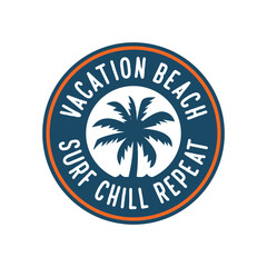 palm tree beach silhouette for logo vacation travel badge patch stickers