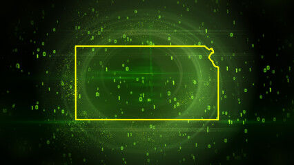 Kansas State Map on Digital Technology Background