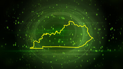 Kentucky State Map on Digital Technology Background