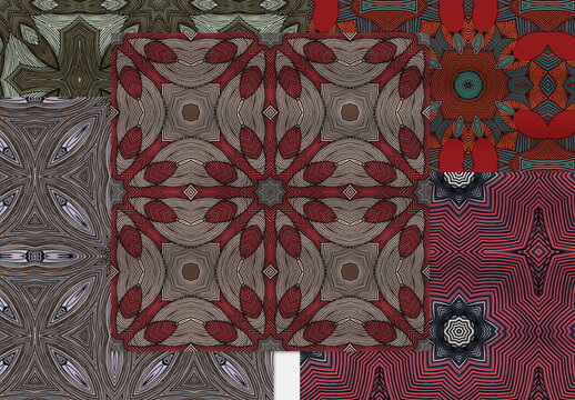 Seamless Pattern Collection with Ethic Mandala Motif