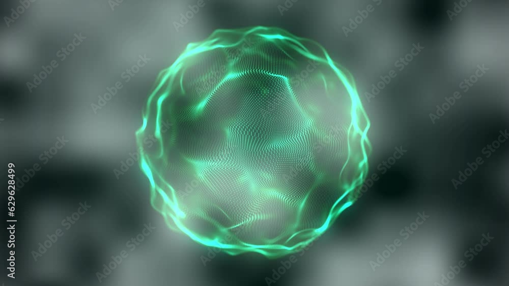 Poster abstract liquid geometric sphere. smooth movement on a light background. energy sphere of bright par