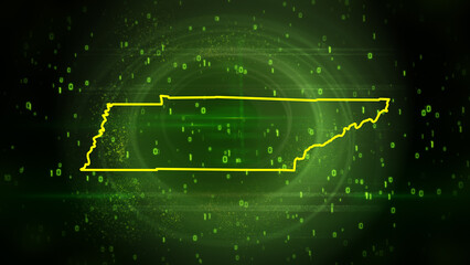 Tennessee State Map on Digital Technology Background
