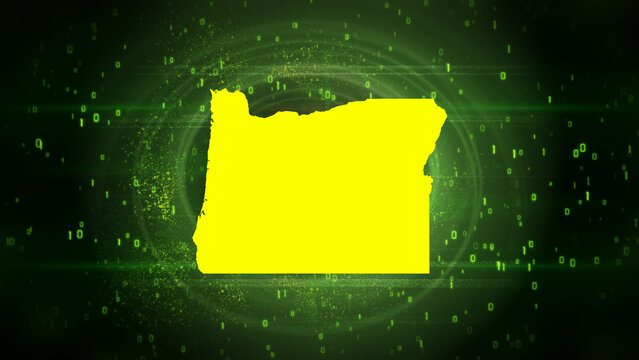Oregon State Map on Digital Technology Background