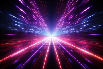 Fototapeta premium Abstract psychedelic futuristic dark background with dark magenta and blue light waves by Generative AI