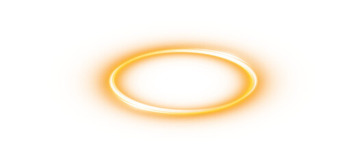 Golden halo angel ring Isolated on transparent background. Magic fantasy portal. Futuristic teleport. Light effect. PNG. - obrazy, fototapety, plakaty