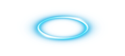 Blue halo angel ring Isolated on transparent background. Magic fantasy portal. Futuristic teleport. Light effect. PNG.