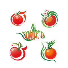 Vector tomatoes logo template design. Tomatoes set. Icon vegetable illustration