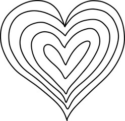Doodle heart. Romantic coloring page element