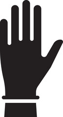 Hand in glove black and white silhouette sign. Vector illustration