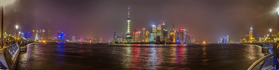 View over the Huangpu river at the Bund in Shanghai