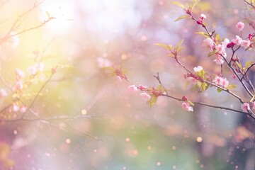 Blissful Blossoms: Brightly Lit Pink Spring Flowers in Sunlight (Generative AI)