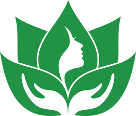 Obraz premium Flourish & Glow: Leaf-themed Women's Facial Health Logo Design logo design Lotus flowers 