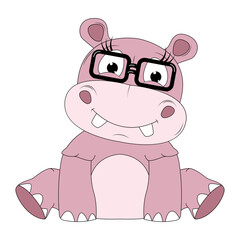 cute hippo animal cartoon