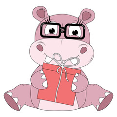 cute hippo animal cartoon