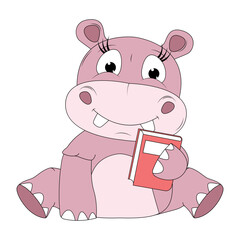 cute hippo animal cartoon