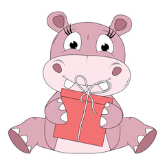 cute hippo animal cartoon