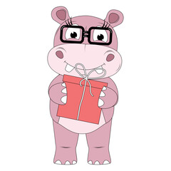 cute hippo animal cartoon