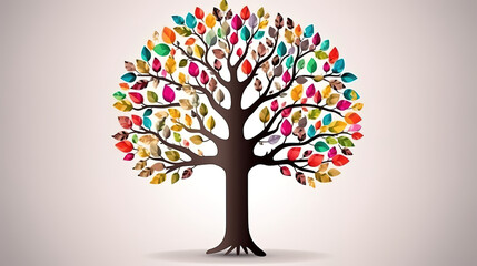 Naklejka premium tree with colorful circles. generative ai
