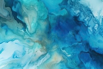 Fototapeta na wymiar Tranquil Whirlpools: Blue and Teal Watercolor Swirls in Harmony (Generative AI)