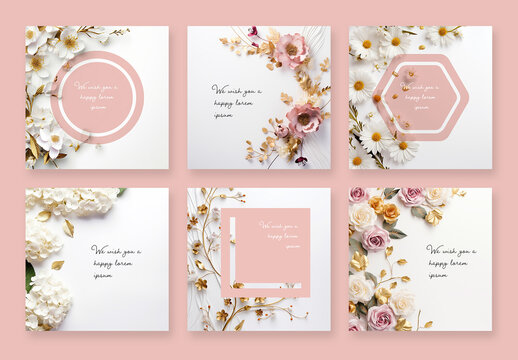 Delicate Social Media Posts With Generative Ai and Gold Florals