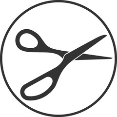 Scissor icon. Scissors vector design element or logo template. Black and white silhouette isolated.