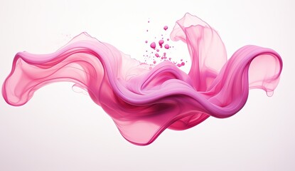 Generative AI, Flowing light pink, viva magenta smoke with splashes. Soft fluid banner, spring female mood, 3D effect, modern macro realistic abstract background illustration, ink in water effect