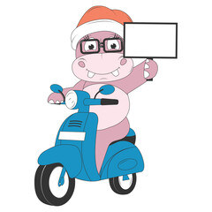 cute hippo cartoon ride motorcycle