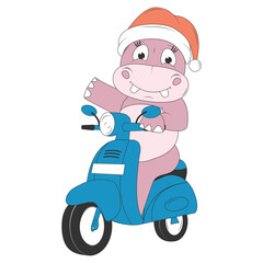 cute hippo cartoon ride motorcycle