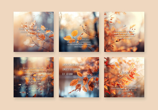 Aesthetic Autumn Social Layouts With Generative Ai and Various Font Styles For Quote Speech