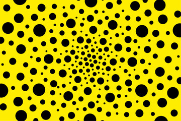 Background pattern of black dots of different sizes on yellow background © Bela Art