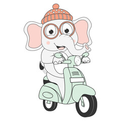 cute elephant cartoon ride motorcycle