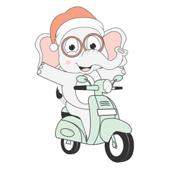 Obraz premium cute elephant cartoon ride motorcycle