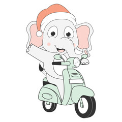 cute elephant cartoon ride motorcycle