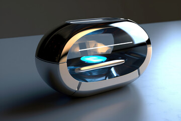 A sleek and modern device that transports the user to an alternate reality. .