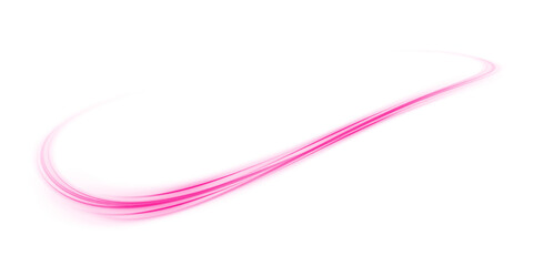 Pink magic spirals with sparkles. Pink light effect. Glitter particles with lines. Swirl effect. PNG.