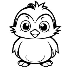 Colorless funny cartoon penguin. Vector illustration