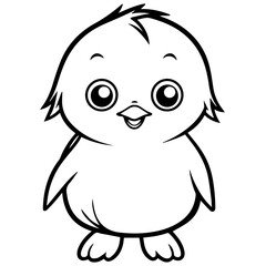 Colorless funny cartoon penguin. Vector illustration
