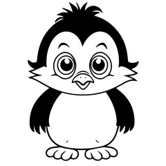 Obraz premium Colorless funny cartoon penguin. Vector illustration