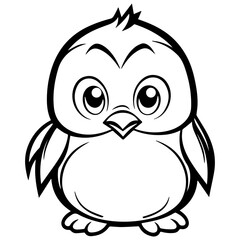 Obraz premium Colorless funny cartoon penguin. Vector illustration