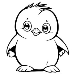Fototapeta premium Colorless funny cartoon penguin. Vector illustration