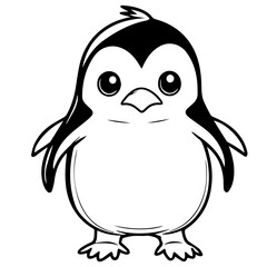 Obraz premium Colorless funny cartoon penguin. Vector illustration