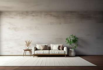 Modern style living room and concrete wall texture background interior design. AI Generative.