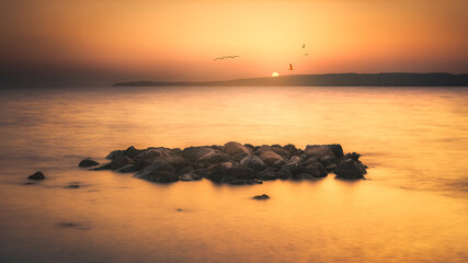 sea rocks landscape at sunset