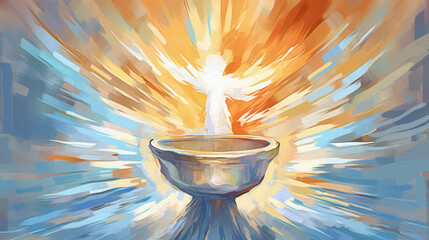Baptismal font,  artistic painting background, generative ai - obrazy, fototapety, plakaty