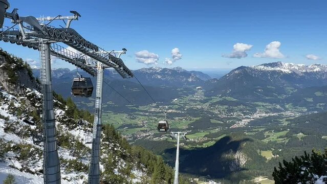 Gondola of the Jennerbahn in Schoenau am Koenigsee, Berchtesgadener Land, Bavaria, Germany, Europe
