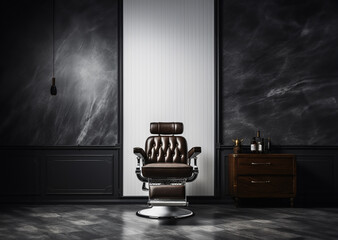 White and black barber shop reception on empty space for. AI Generative.