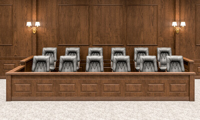 witness stand in the courtroom.