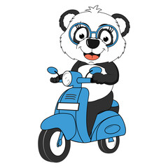 cute panda cartoon ride motorcycle
